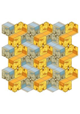 Huejly Cubically escher style elephant design 2tone invertPyramid bag